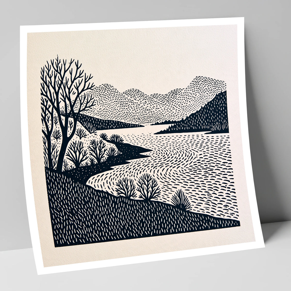 Stark Trees at Coniston Water lake district lake art print