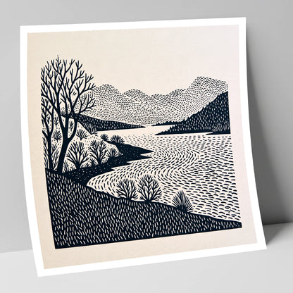 Stark Trees at Coniston Water lake district lake art print