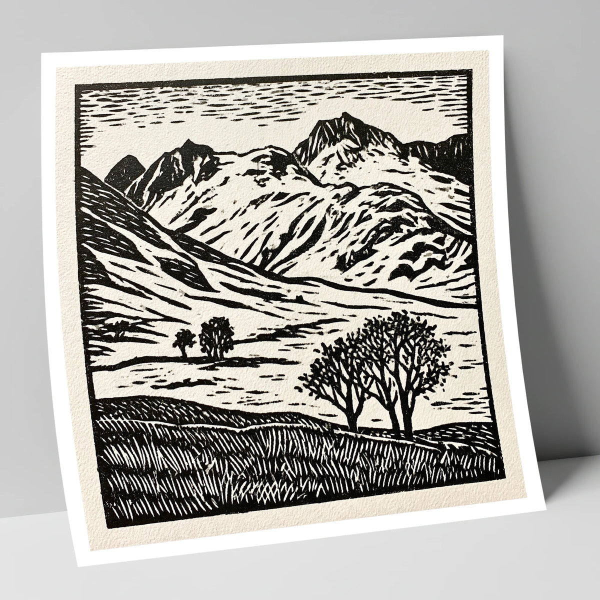 Monochrome Great Langdale Fells lake district valley art print