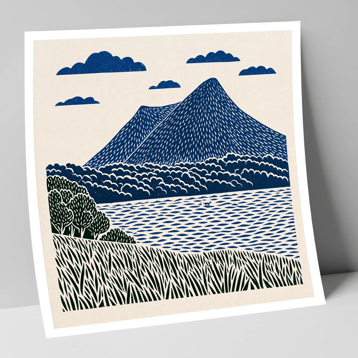 Graphic Navy Catbells Fell lake district fell art print