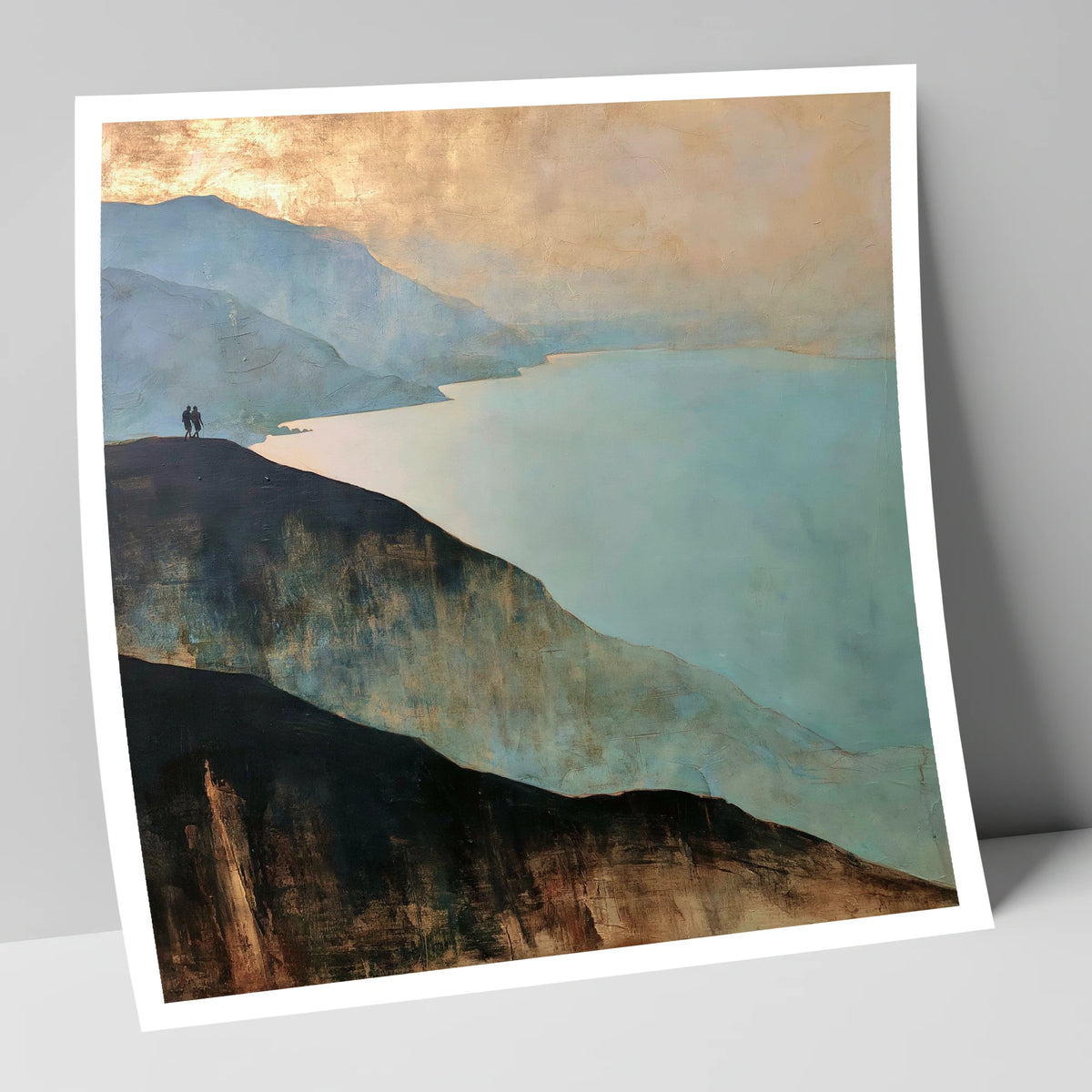 Walkers on Catbells Ridge lake district fell art print