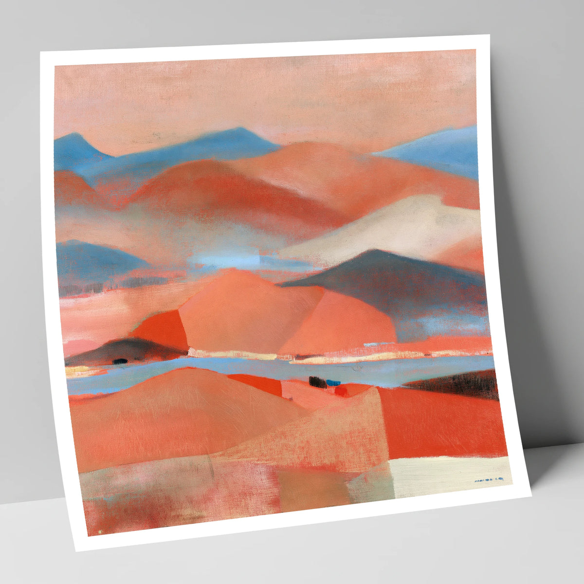 Abstract Summit View in Terracotta lake district fell art print