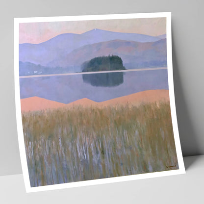 Grasmere Island and Pastel Fells lake district lake art print
