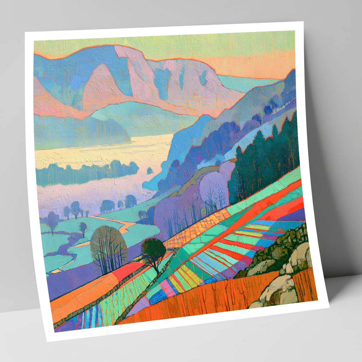 Vivid Morning Valley Mist lake district sky art print