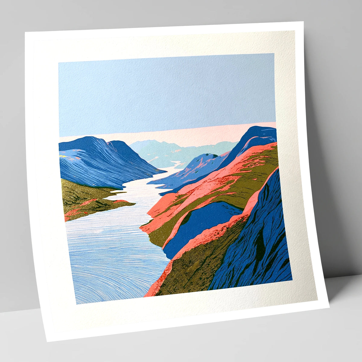 Vibrant Summit View Over the Lake lake district fell art print