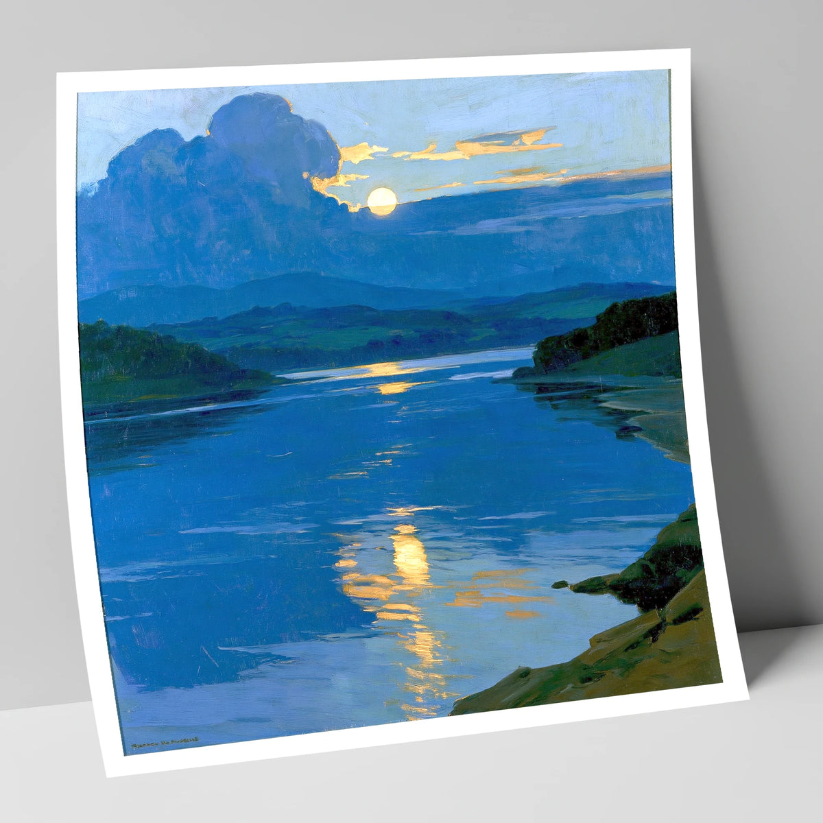Golden Sunset Over Blue Lake lake district lake art print