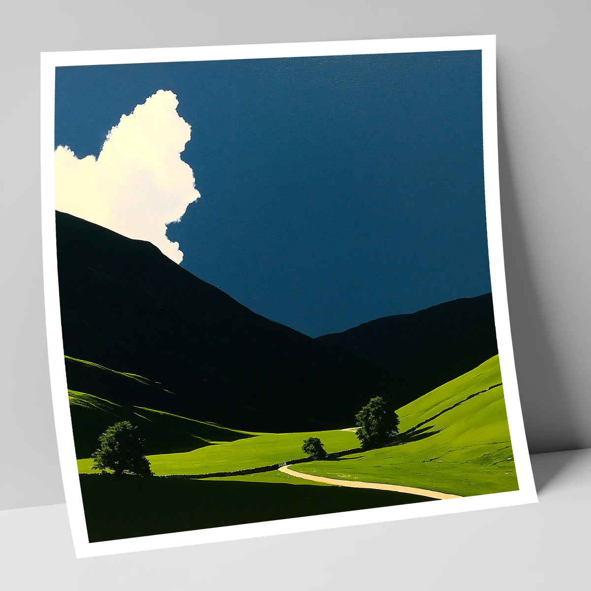 Rolling Fells Under Dramatic Cloud lake district fell art print