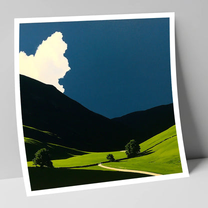 Rolling Fells Under Dramatic Cloud lake district fell art print