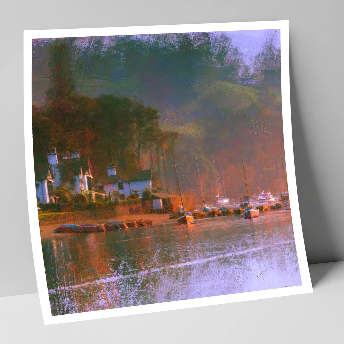 Autumn Light on Bowness Bay lake district village art print