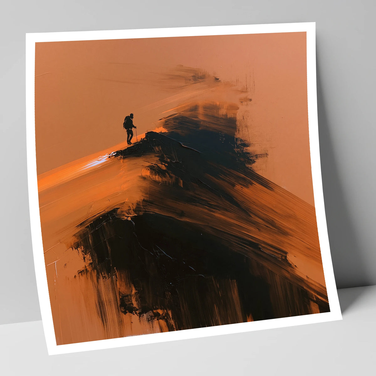 Silhouette on Striding Edge Helvellyn lake district walking art print