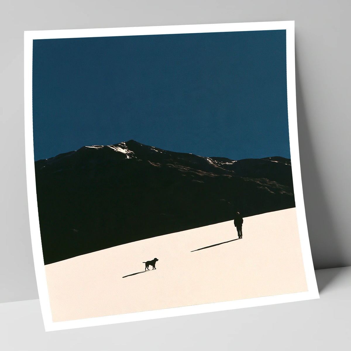 Silhouetted Dog Walker on Skiddaw gifts for dog walkers art print