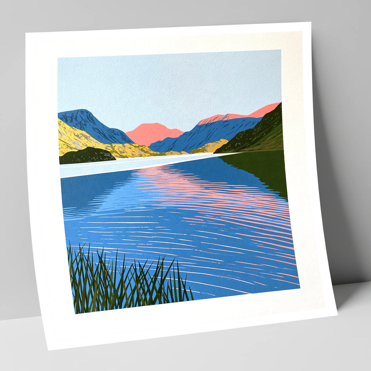 Coral Dawn over Still Lake lake district lake art print