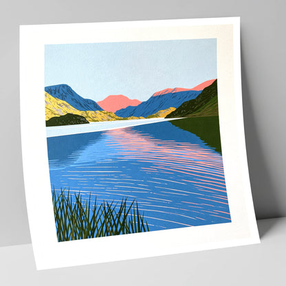Coral Dawn over Still Lake lake district lake art print