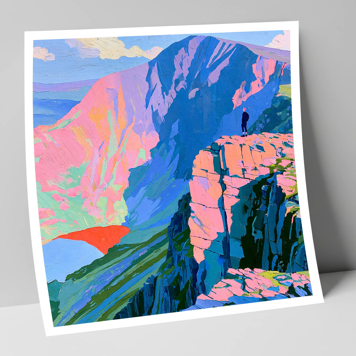 Helvellyn Walker in Vibrant Colour lake district fell art print