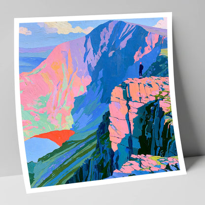 Helvellyn Walker in Vibrant Colour lake district fell art print