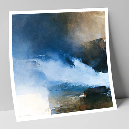 Stormy Blue Fellside Beck lake district waterfall art print