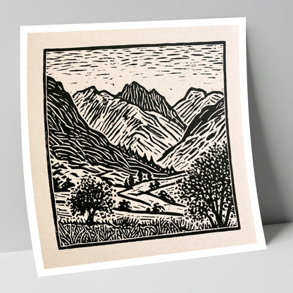 Eskdale Valley in Monochrome lake district valley art print