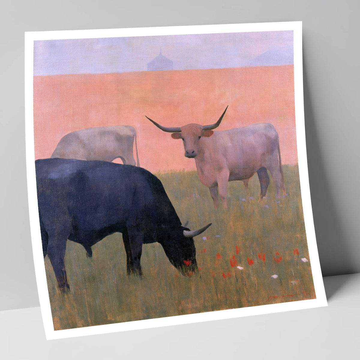 Highland Cattle in Pastel Light lake district wildlife art print