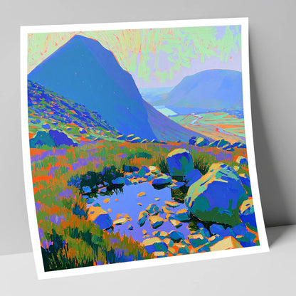 Vibrant Haystacks and Rocky Tarn lake district fell art print
