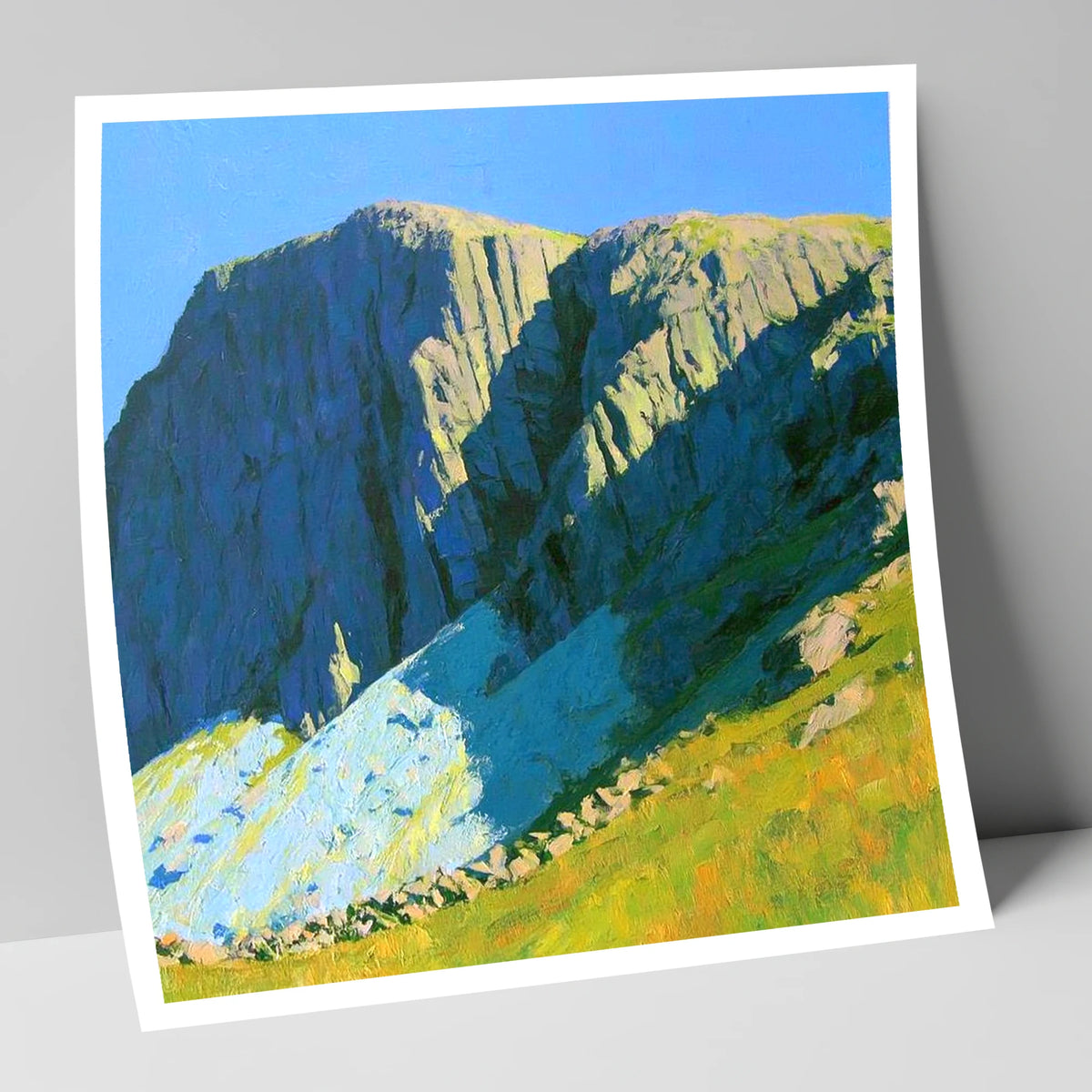 Sunlit Great End Rock Face lake district fell art print