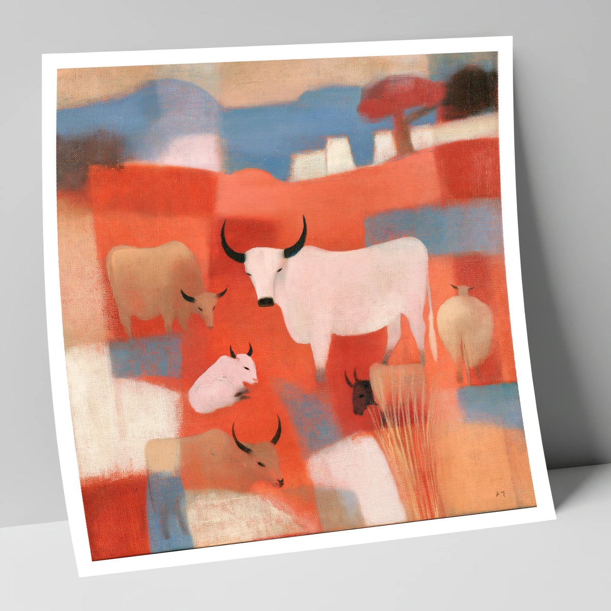 Highland Cattle in Terracotta Fells lake district wildlife art print
