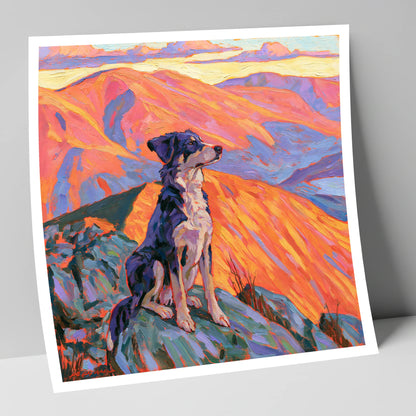 Vibrant Dog on Braithwaite Summit gifts for dog walkers art print