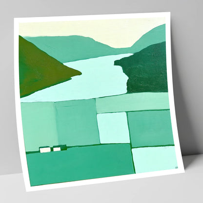 Abstract Loweswater In Mint Green lake district lake art print