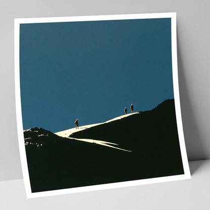 Hikers on a Sunlit Ridge lake district fell art print