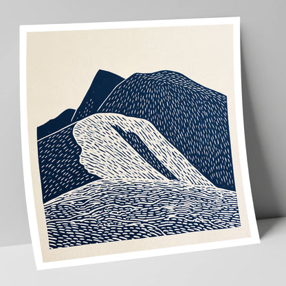 Helvellyn Ridge in Navy Blue lake district fell art print