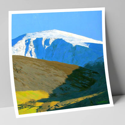 Sunlight on Snow Capped Raise lake district fell art print