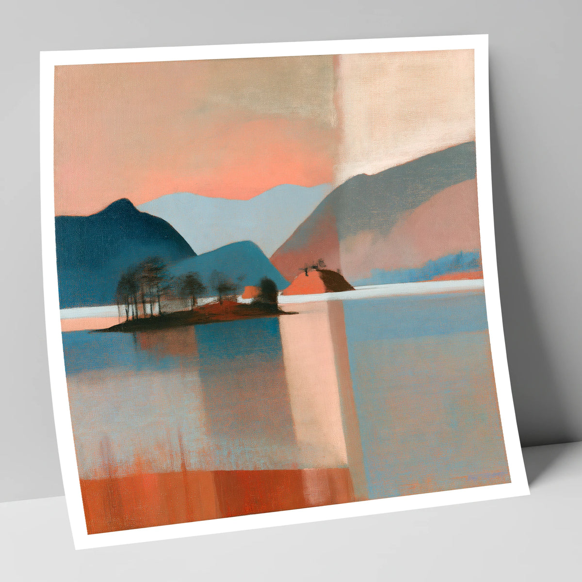 Terracotta Sunset Over Derwentwater lake district lake art print