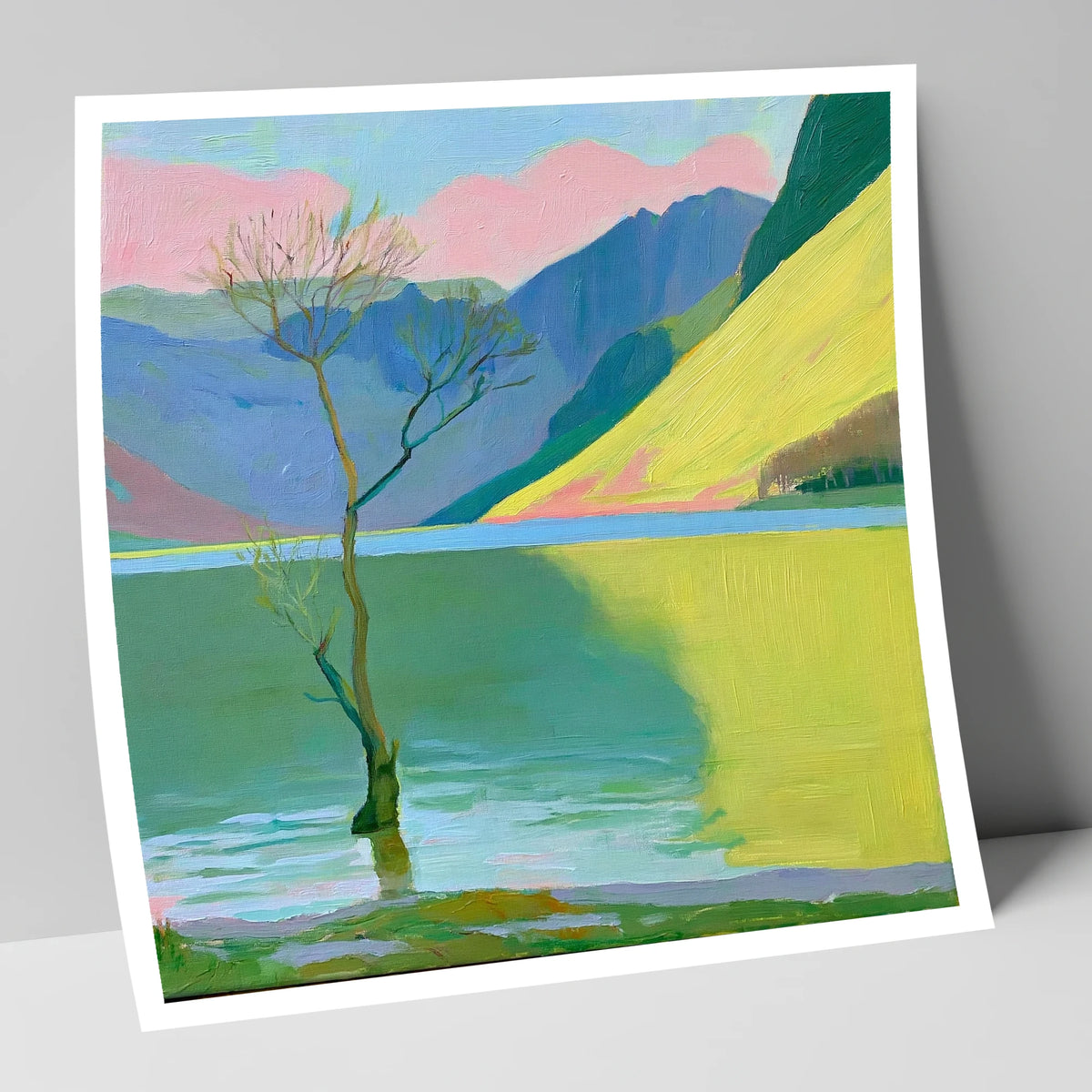 Buttermere Tree Under Pink Skies lake district lake art print