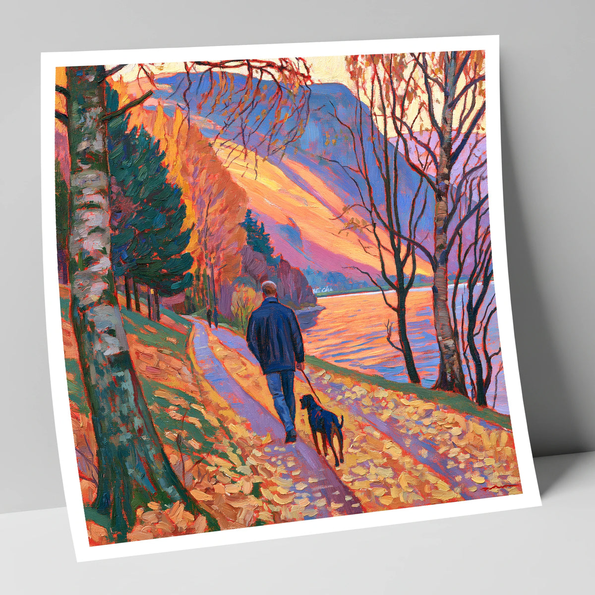 Autumn Dog Walk at Glenridding gifts for dog walkers art print