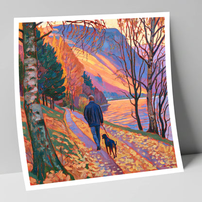 Autumn Dog Walk at Glenridding gifts for dog walkers art print