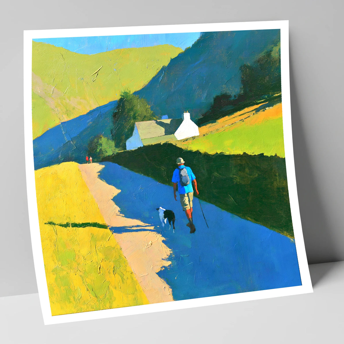 Sunlit Walker and Dog Near Patterdale gifts for dog walkers art print