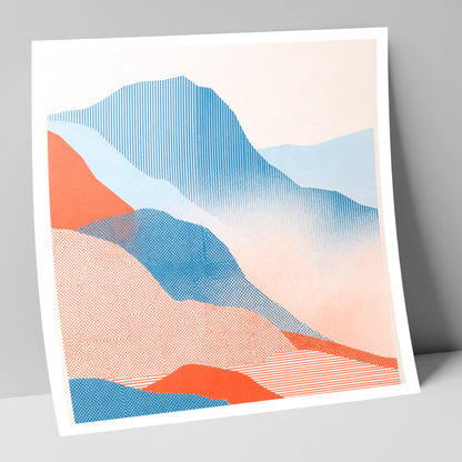 Great Langdale in Blue and Coral lake district valley art print