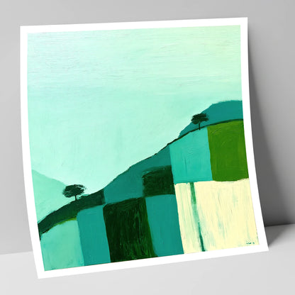 Misty Teal Mountain Ridge lake district fell art print