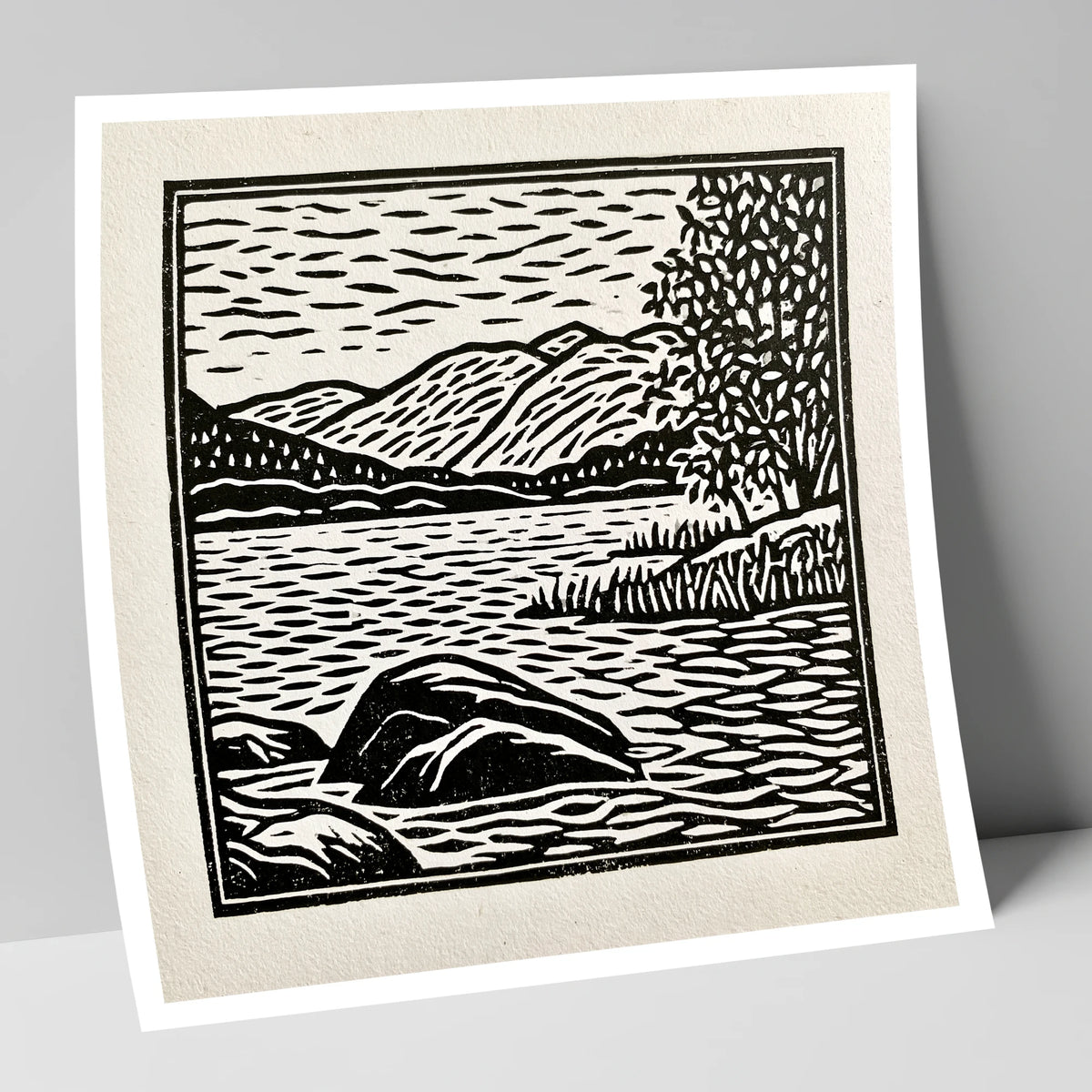 Monochrome Coniston Water Fells lake district lake art print