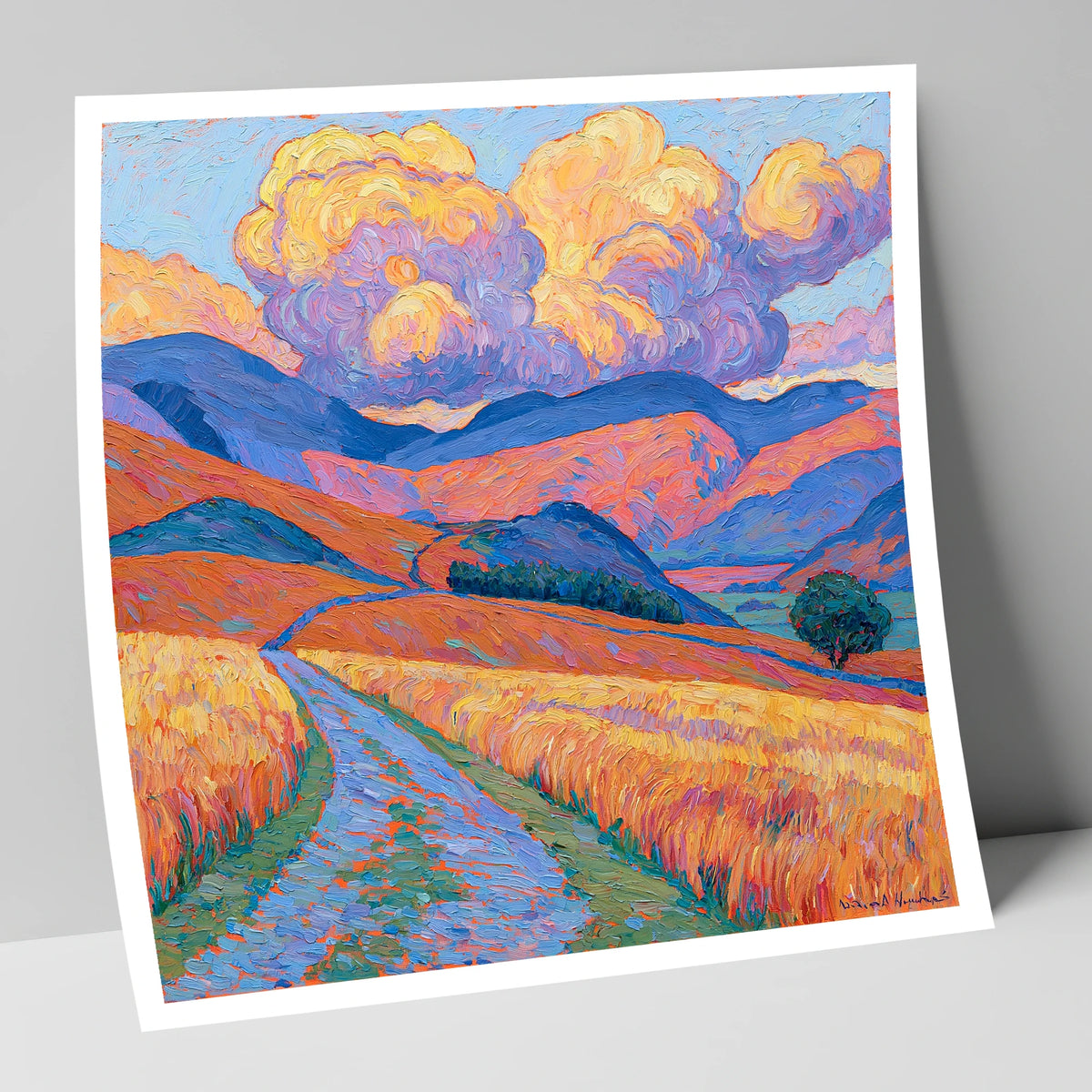 Golden Fells Under Storm Clouds lake district sky art print