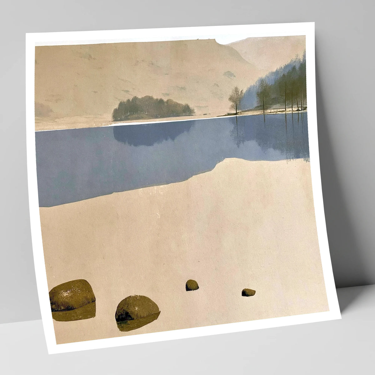 Mossy Boulders at Rydal Water lake district lake art print