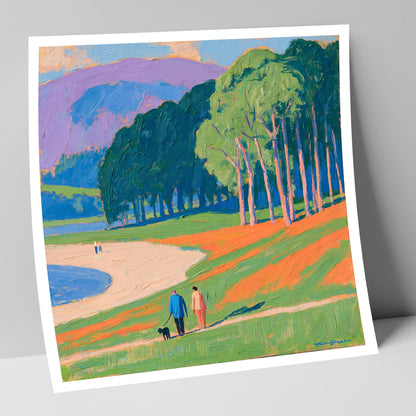 Vibrant Ambleside Dog Walk gifts for dog walkers art print