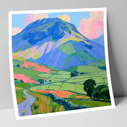 Great Gable Above Vibrant Pastures lake district fell art print