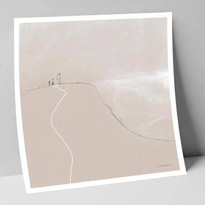 Walkers on a Winding Fell Path lake district walking art print