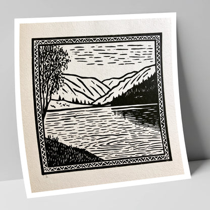 Monochrome Lake at Dawn lake district lake art print