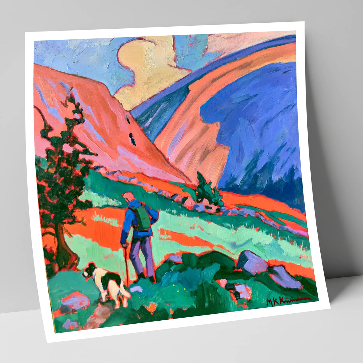 Vibrant Dog Walk on Threlkeld gifts for dog walkers art print