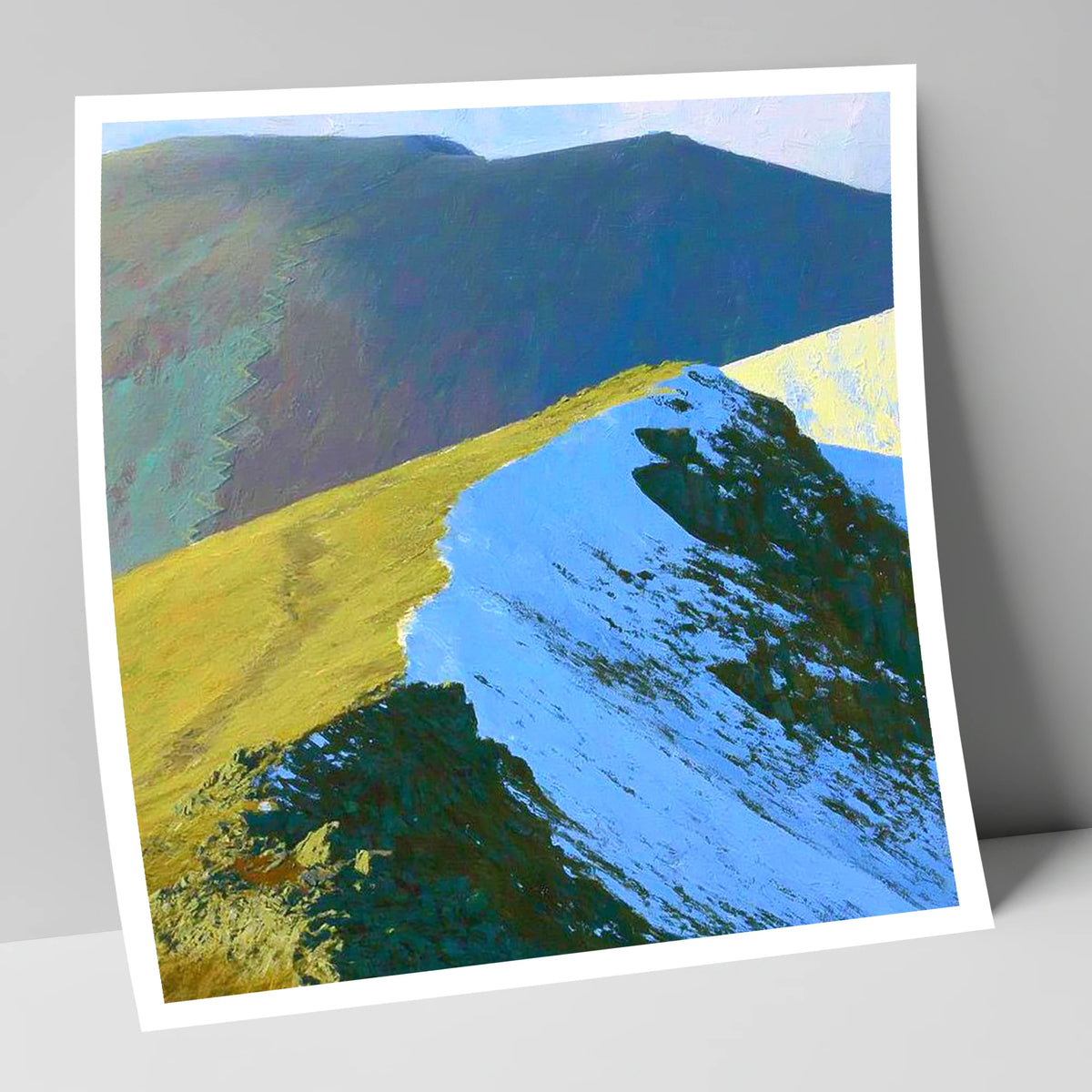 Snowy Ridge at Scar Crags lake district fell art print