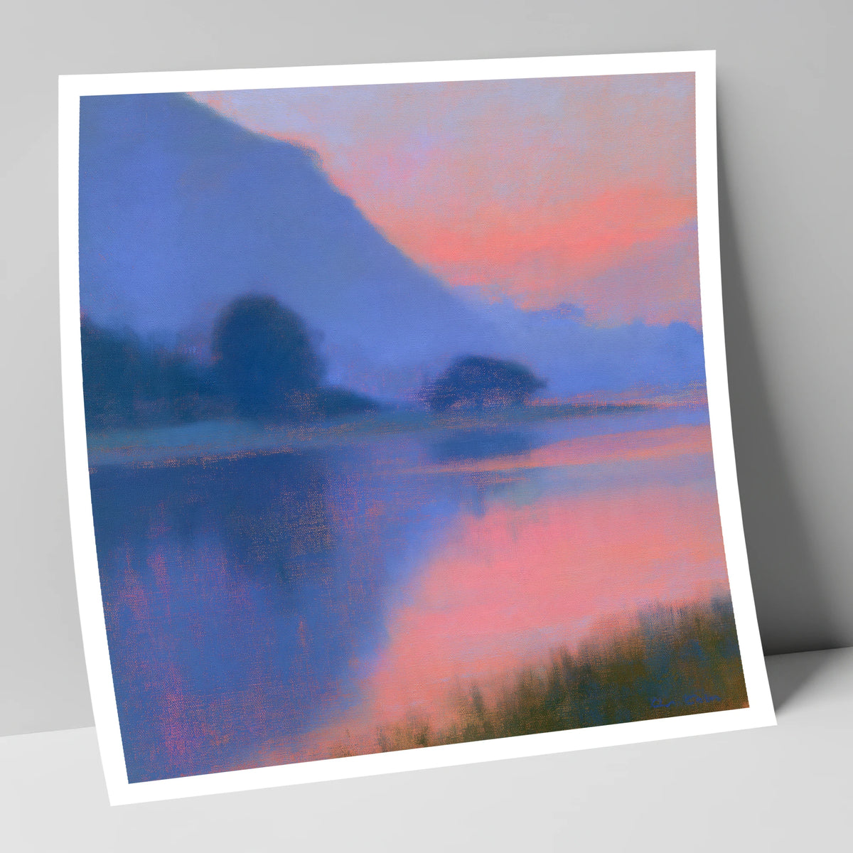 Lake Reflections in Pink Twilight lake district lake art print