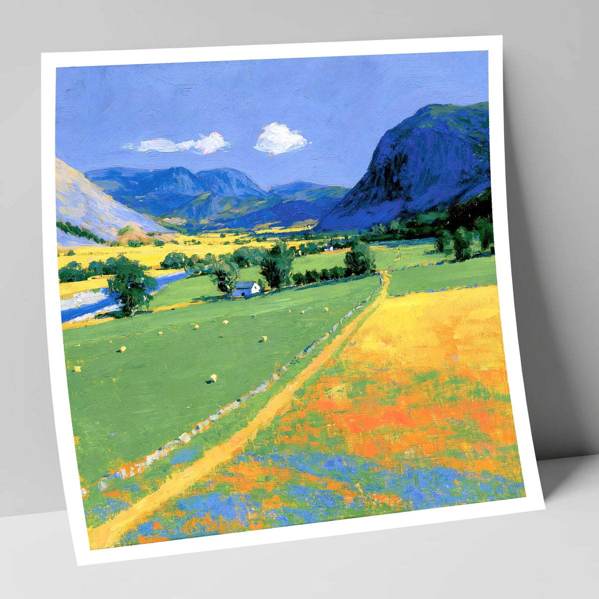 Vibrant Valley beneath Blue Fells lake district valley art print