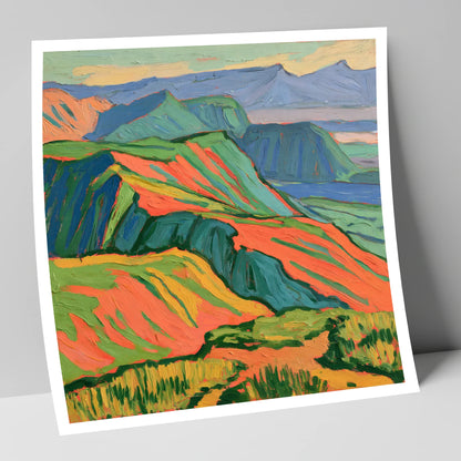 Vibrant Fells Summit View lake district fell art print