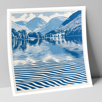 Cobalt Blue Lake Reflections lake district lake art print